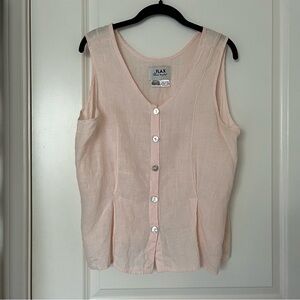 FLAX LINEN BUTTON UP SLEEVELESS BLOUSE